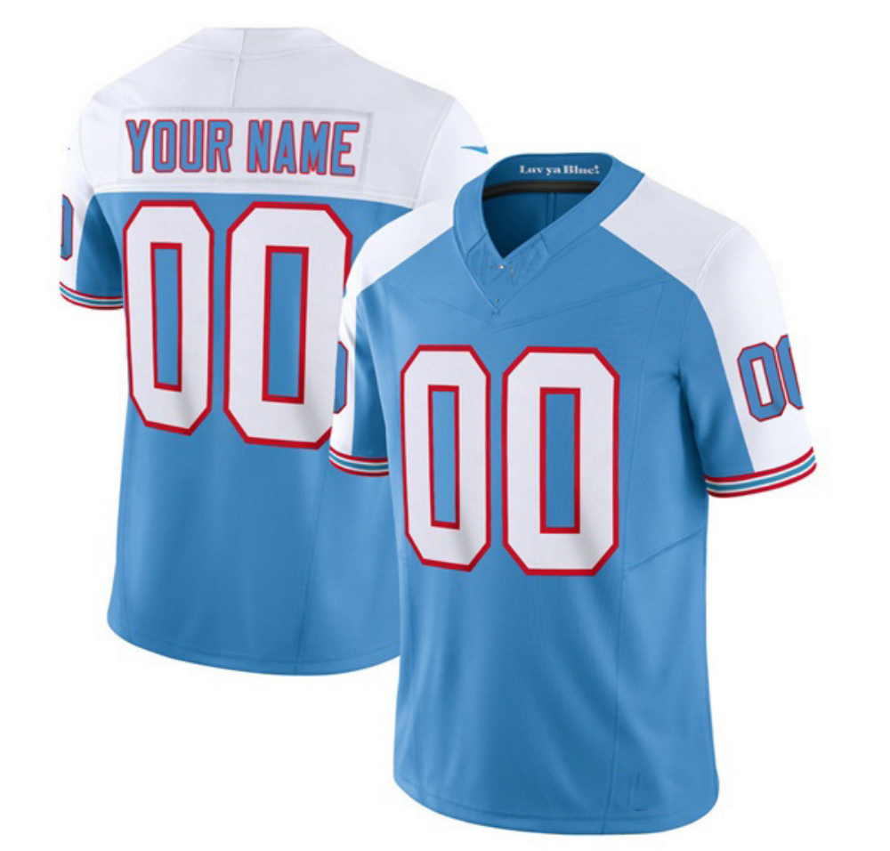 American Football Jersey | Custom T.Titans Blue White 2023 F.U.S.E. Vapor Limited Throwback Football Stitched Jersey - image 1