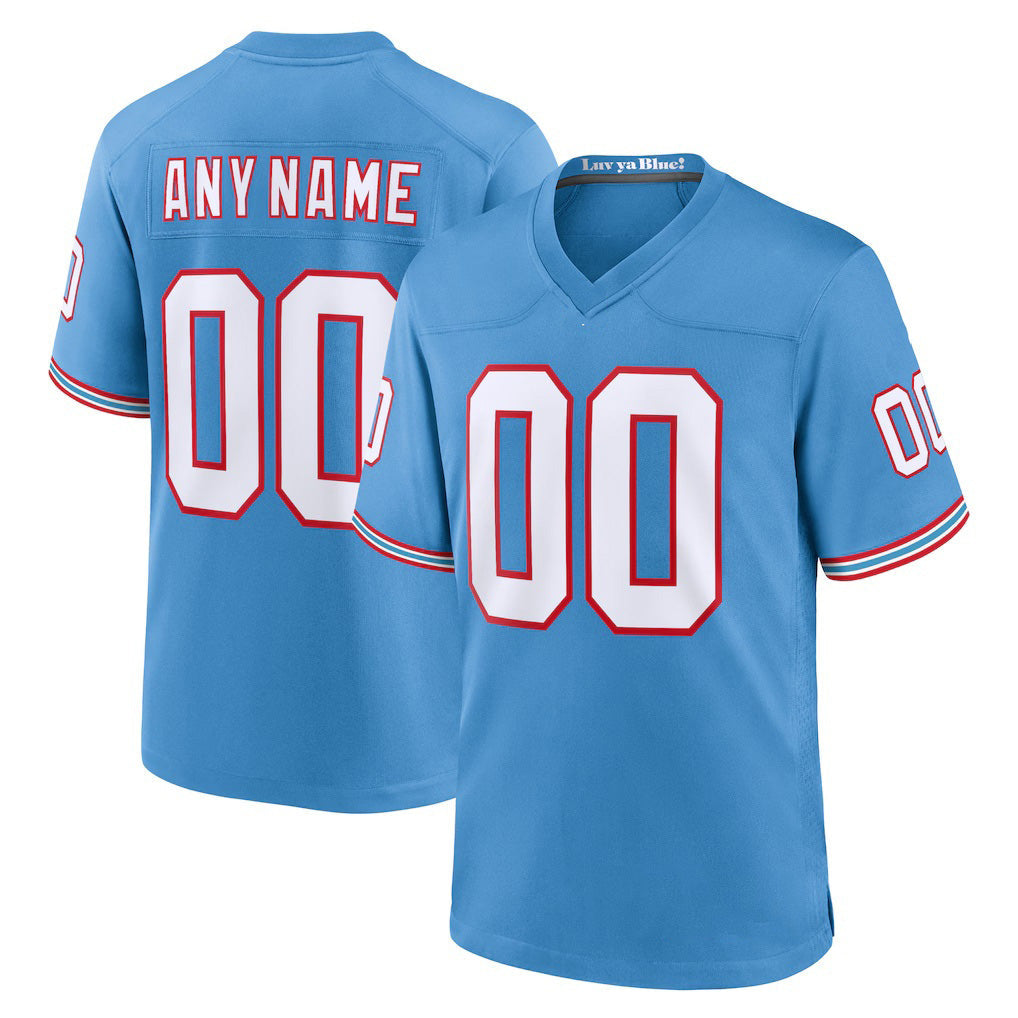 American Football Jersey | Custom T.Titans Light Blue Oilers Throwback Game Marou - image 1