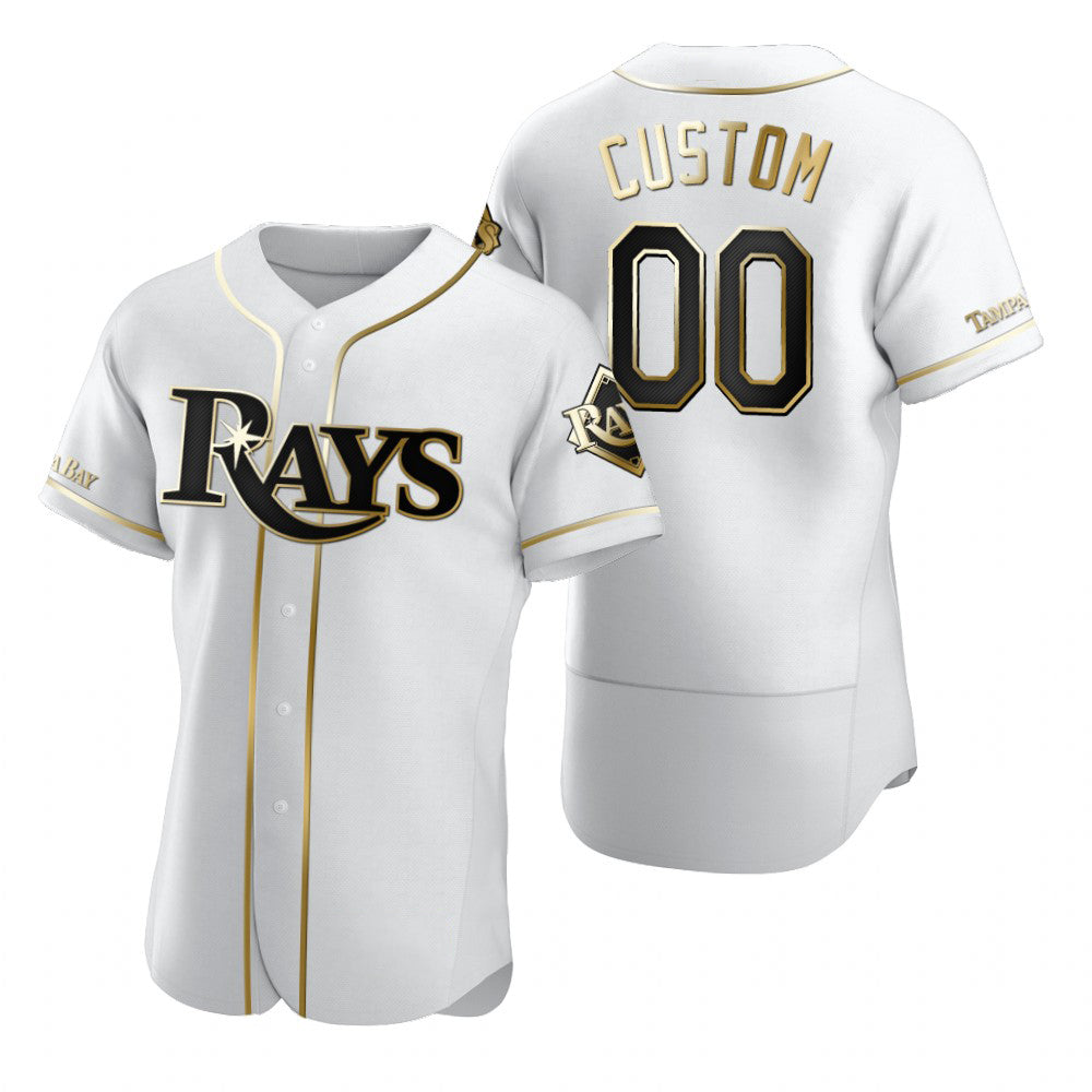 Baseball Jersey | Custom Tampa Bay Rays White Stitched Golden Edition - image 1