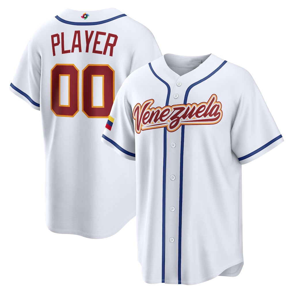 Baseball Jersey | Custom Venezuela Baseball 2026 World Baseball Classic Home Pick-A-Player Jersey - White - image 1