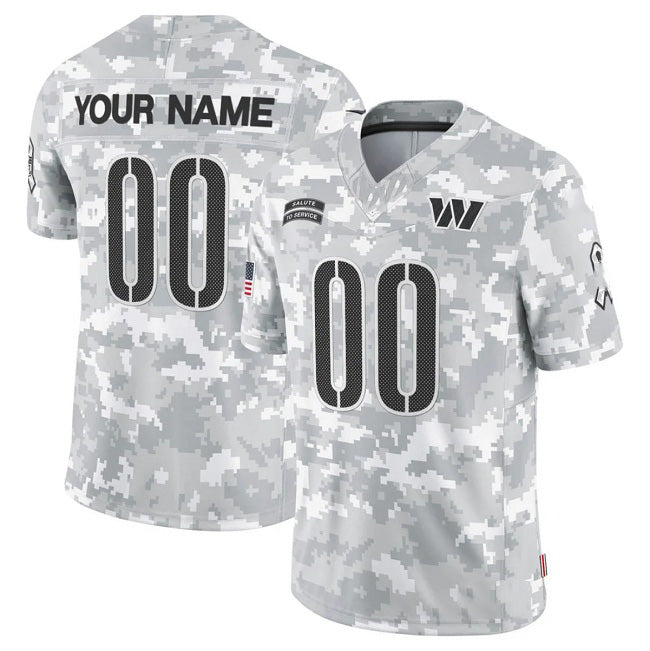 American Football Jersey | Custom W.Commanders Active Player 2024 F.U.S.E Arctic Camo Salute To Service Limited Stitched Marou - image 1