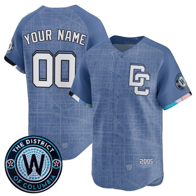 Baseball Jersey | Custom Washington Nationals ACTIVE PLAYER Blue 2025 City Connect Limited Stitched - image 1