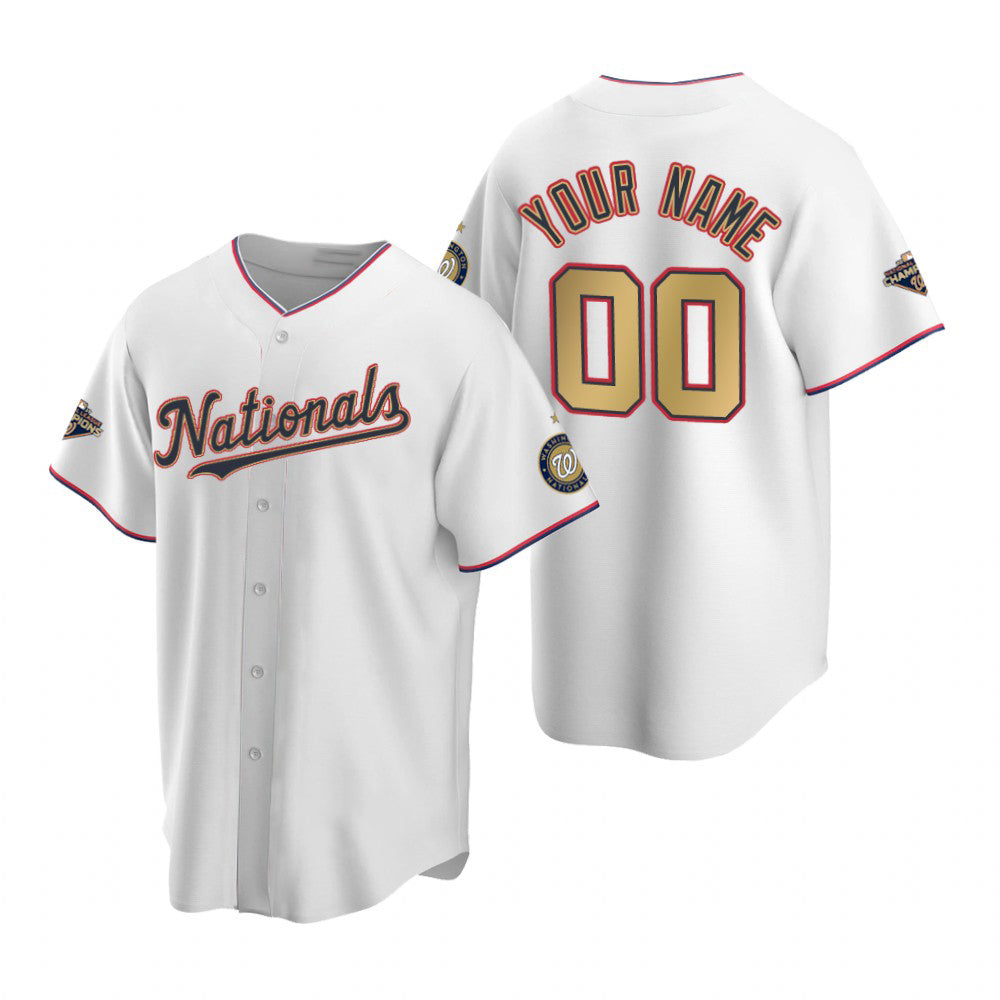 Baseball Jersey | Custom Washington Nationals White Gold 2019 World Series Champions Stitched Cool - image 1
