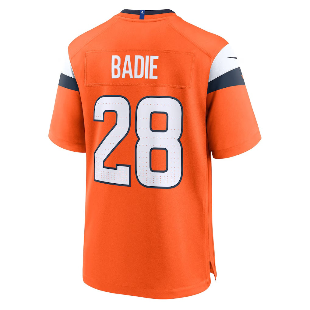 American Football Jersey | D.Broncos #28 Tyler Badie Orange Team Game Stitched Football American Jersey - image 1