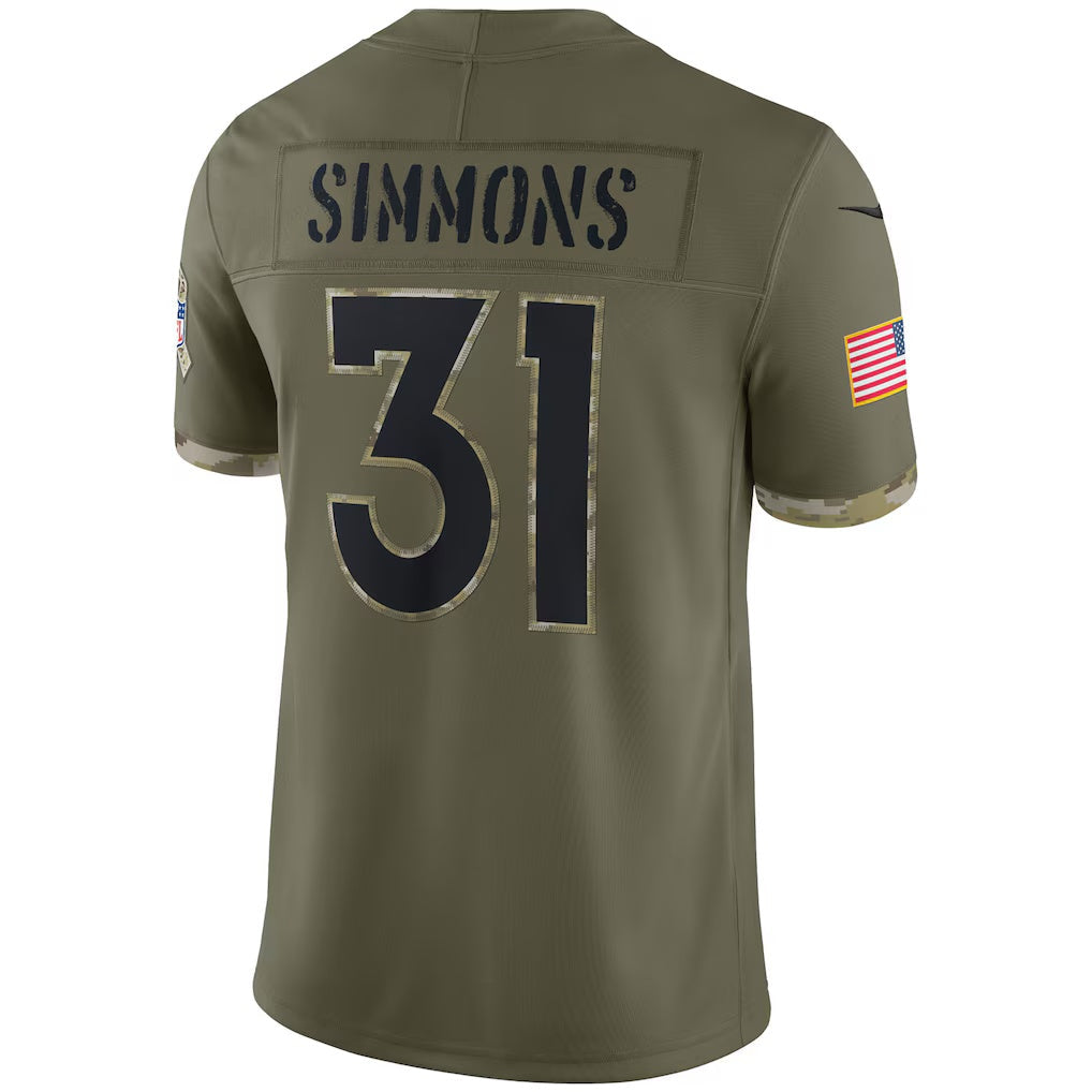 American Football Jersey | D.Broncos #31 Justin Simmons Olive Salute To Service Limited Stitched Football American Jersey - image 1