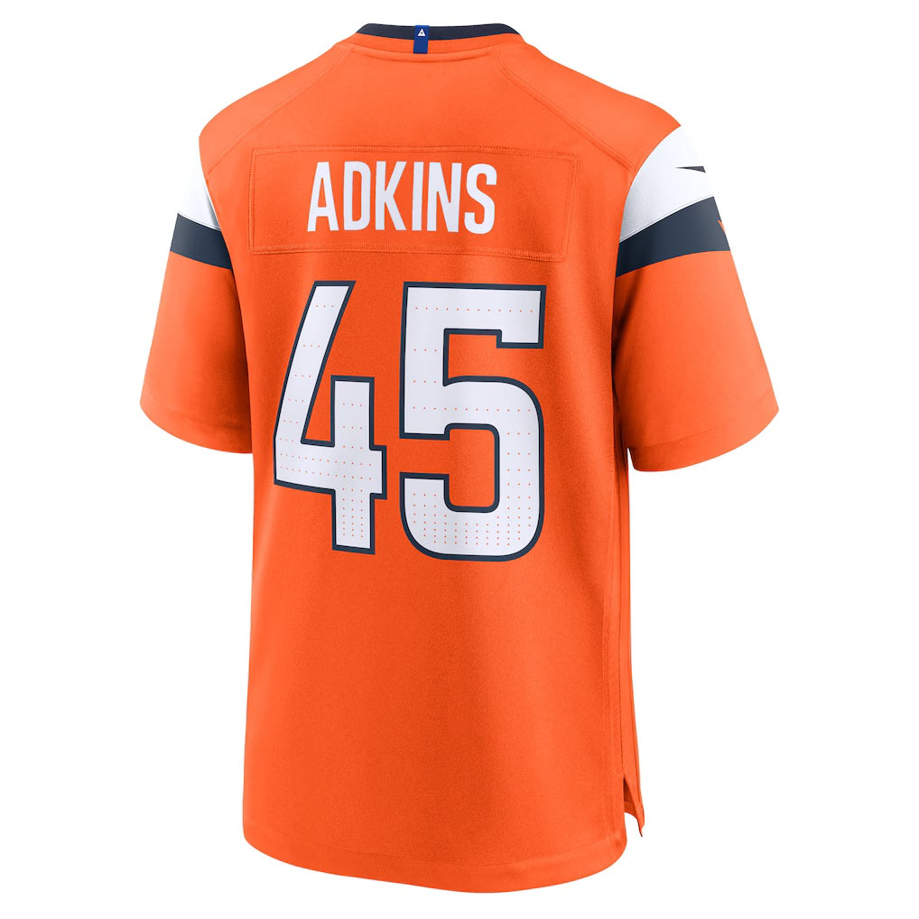 American Football Jersey | D.Broncos #45 Nate Adkins Orange Team Game Stitched Football American Jersey - image 1