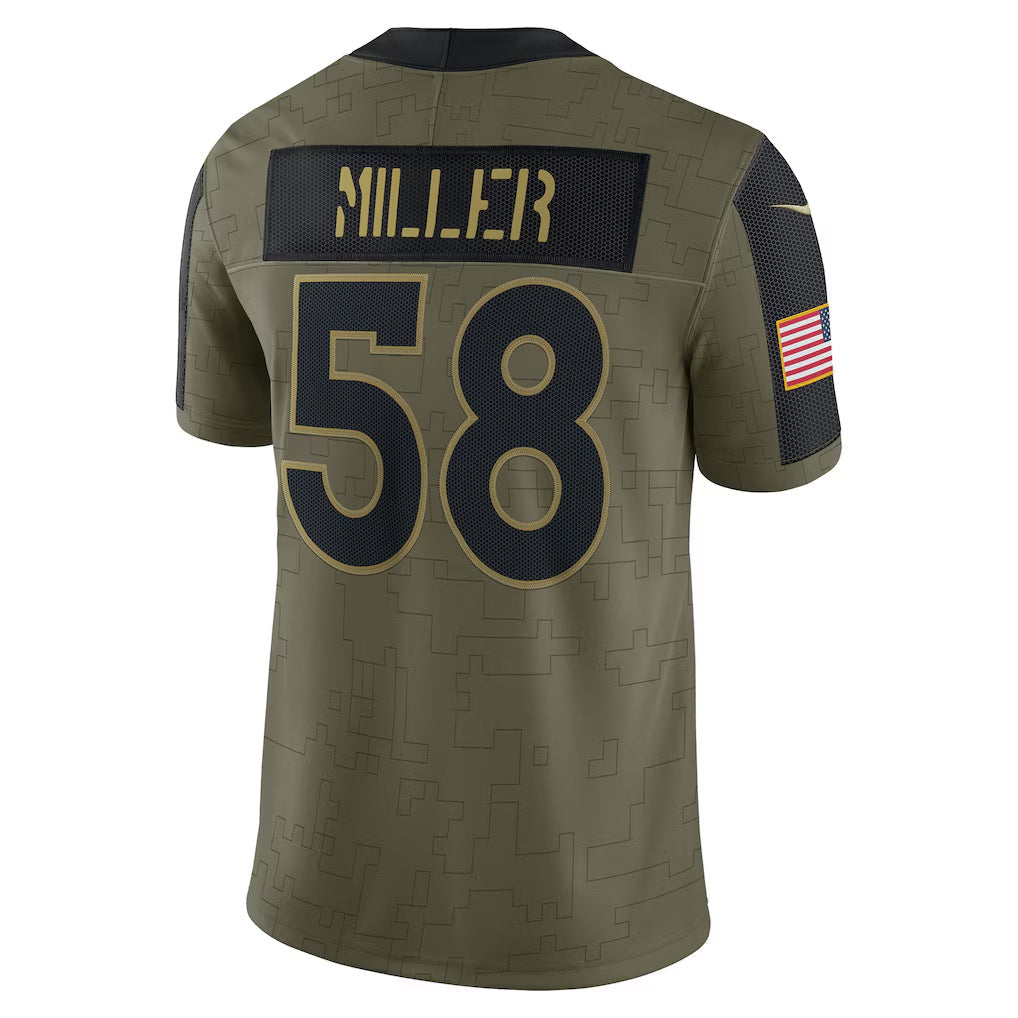 American Football Jersey | D.Broncos #58 Von Miller Olive Salute To Service Limited Player Stitched Football American Jersey - image 1