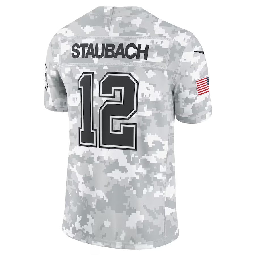 American Football Jersey | D.Cowboys #12 Roger Staubach Arctic Camo 2024 Salute to Service Retired Player Limited Stitched Football American Jersey - image 1
