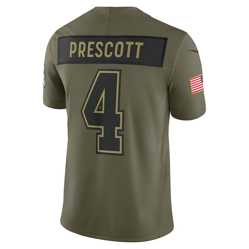 American Football Jersey | D.Cowboys #4 Dak Prescott Olive 2025 Salute to Service Limited Stitched Football American Jersey - image 1