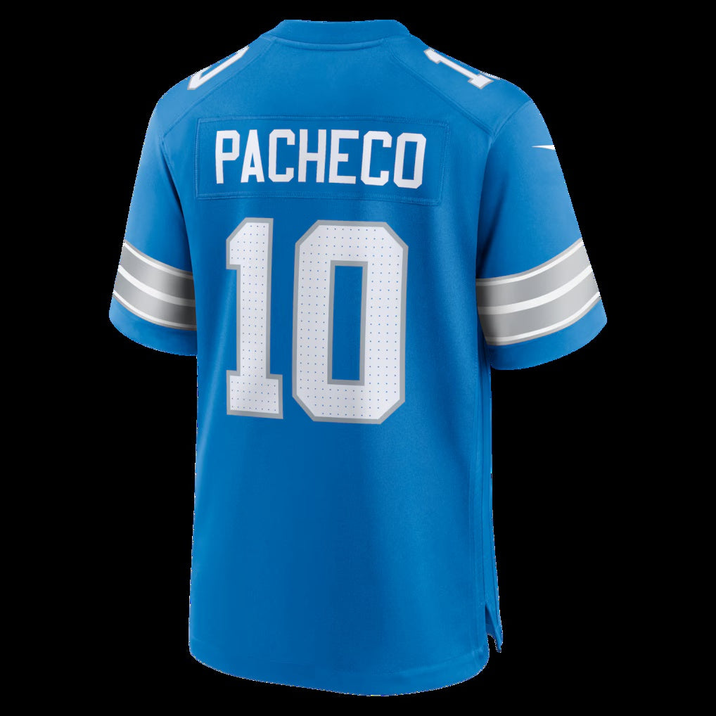 American Football Jersey | D.Lions #10 Isiah Pacheco Blue Team Game Stitched Football American Jersey - image 1