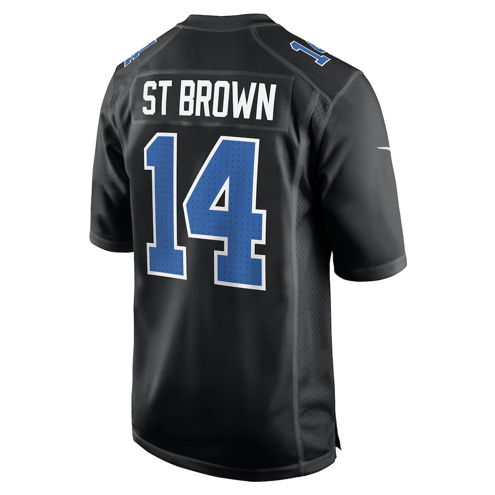 American Football Jersey | D.Lions #14 Amon-Ra St. Brown Carbon Black Carbon Fashion Stitched Football American Jersey - image 1