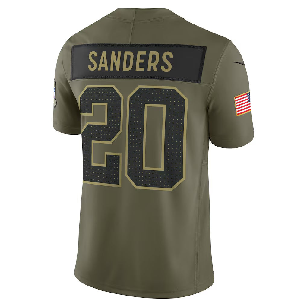 American Football Jersey | D.Lions #20 Barry Sanders Olive 2025 Salute to Service Retired Limited Stitched Football American Jersey - image 1