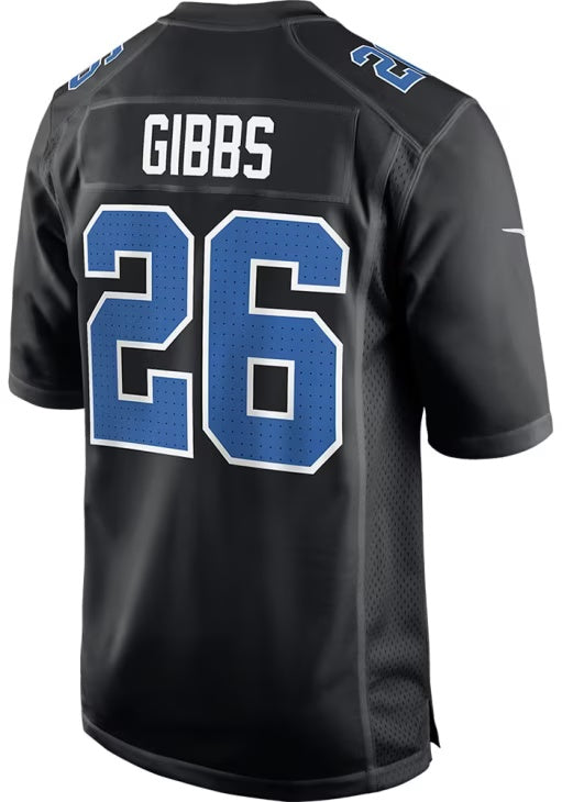American Football Jersey | D.Lions #26 Jahmyr Gibbs Carbon Black Carbon Fashion Stitched Football American Jersey - image 1