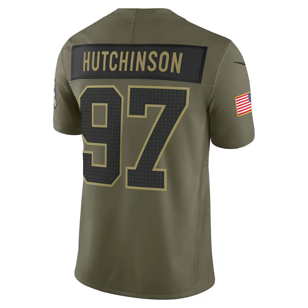 American Football Jersey | D.Lions #97 Aidan Hutchinson Olive 2025 Salute to Service Limited Stitched Football American Jersey - image 1