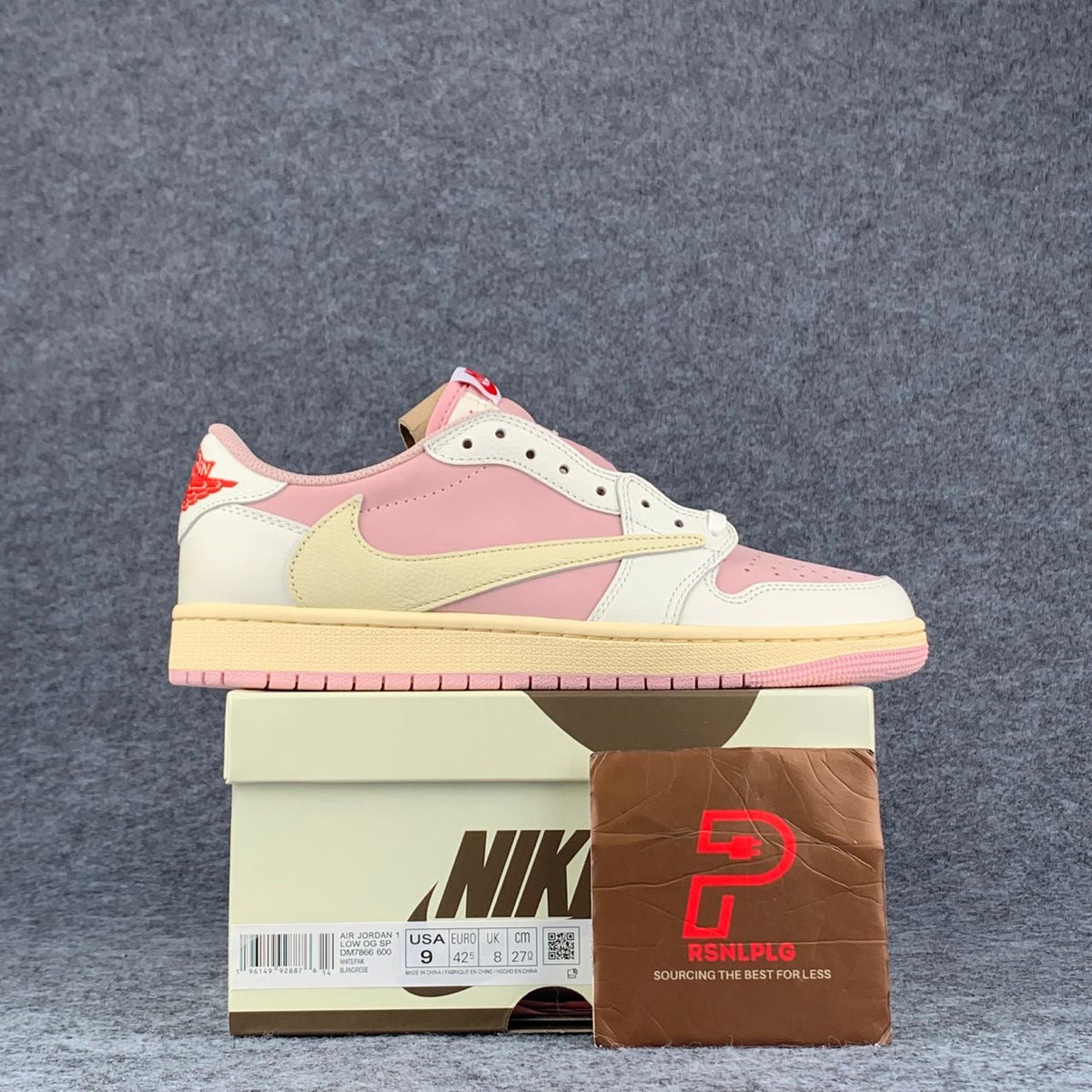 (Custom) Travis Scott x Air Jordan 1 Low OG SP Sneakers 'Sail Shy Pink' - product view 1