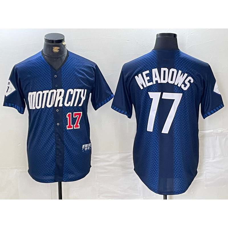 Baseball Jersey | Detroit Tigers #17 Parker Meadows Number Navy 2024 City Connect Limited Stitched - image 1