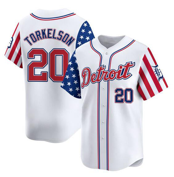 Baseball Jersey | Detroit Tigers #20 Spencer Torkelson White 2025 Independence Day Limited Stitched - image 1