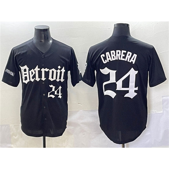 Baseball Jersey | Detroit Tigers #24 Miguel Cabrera Black 'Motor Gothic Edition' Limited Stitched - image 1