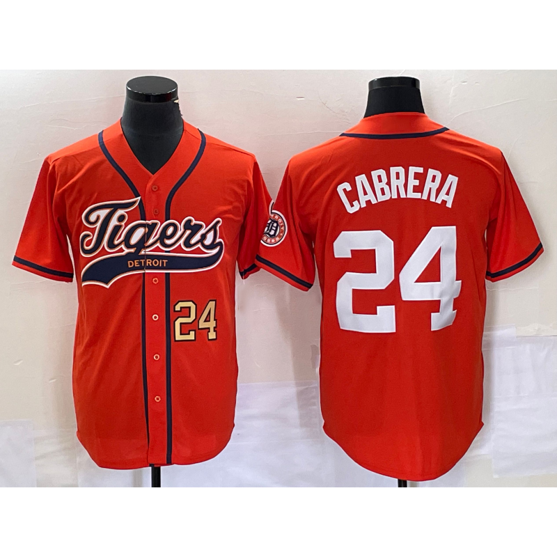 Baseball Jersey | Detroit Tigers #24 Miguel Cabrera Number Orange Stitched - image 1