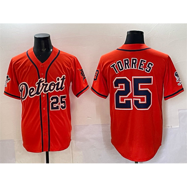 Baseball Jersey | Detroit Tigers #25 Gleyber Torres Orange With Patch Limited Stitched - image 1