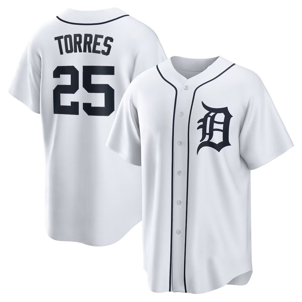 Baseball Jersey | Detroit Tigers #25 Gleyber Torres White Home Replica - image 1