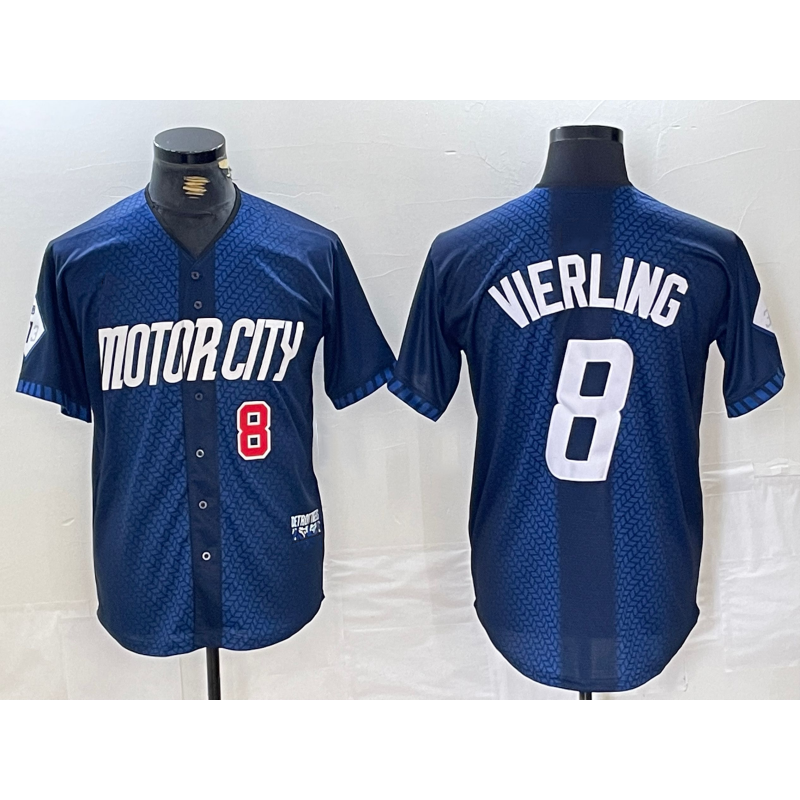 Baseball Jersey | Detroit Tigers #8 Matt Vierling Number Navy 2024 City Connect Limited Stitched - image 1