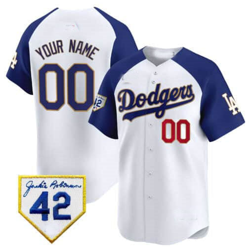 Baseball Jersey | Dodgers 2024 Jackie Robinson Patch Limited Custom Jersey ¨C White - image 1