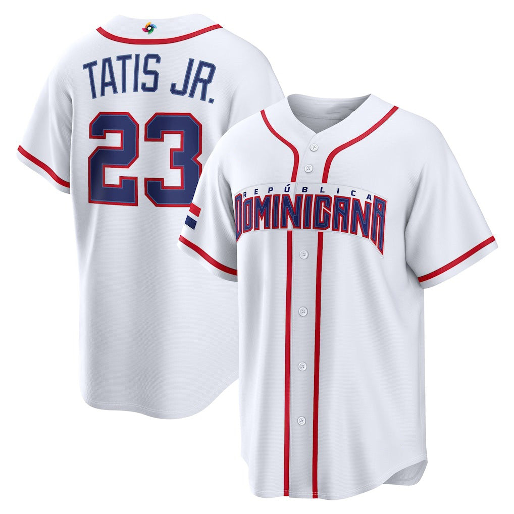 Baseball Jersey | Dominican Republic Baseball #23 Fernando Tatis Jr. 2026 World Baseball Classic Home Stadium - White - image 1