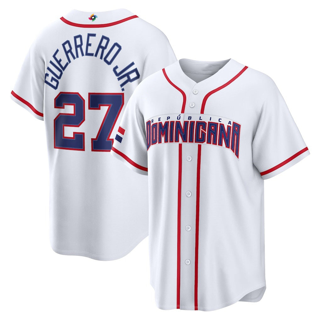 Baseball Jersey | Dominican Republic Baseball #27 Vladimir Guerrero Jr. 2026 World Baseball Classic Home Stadium - White - image 1