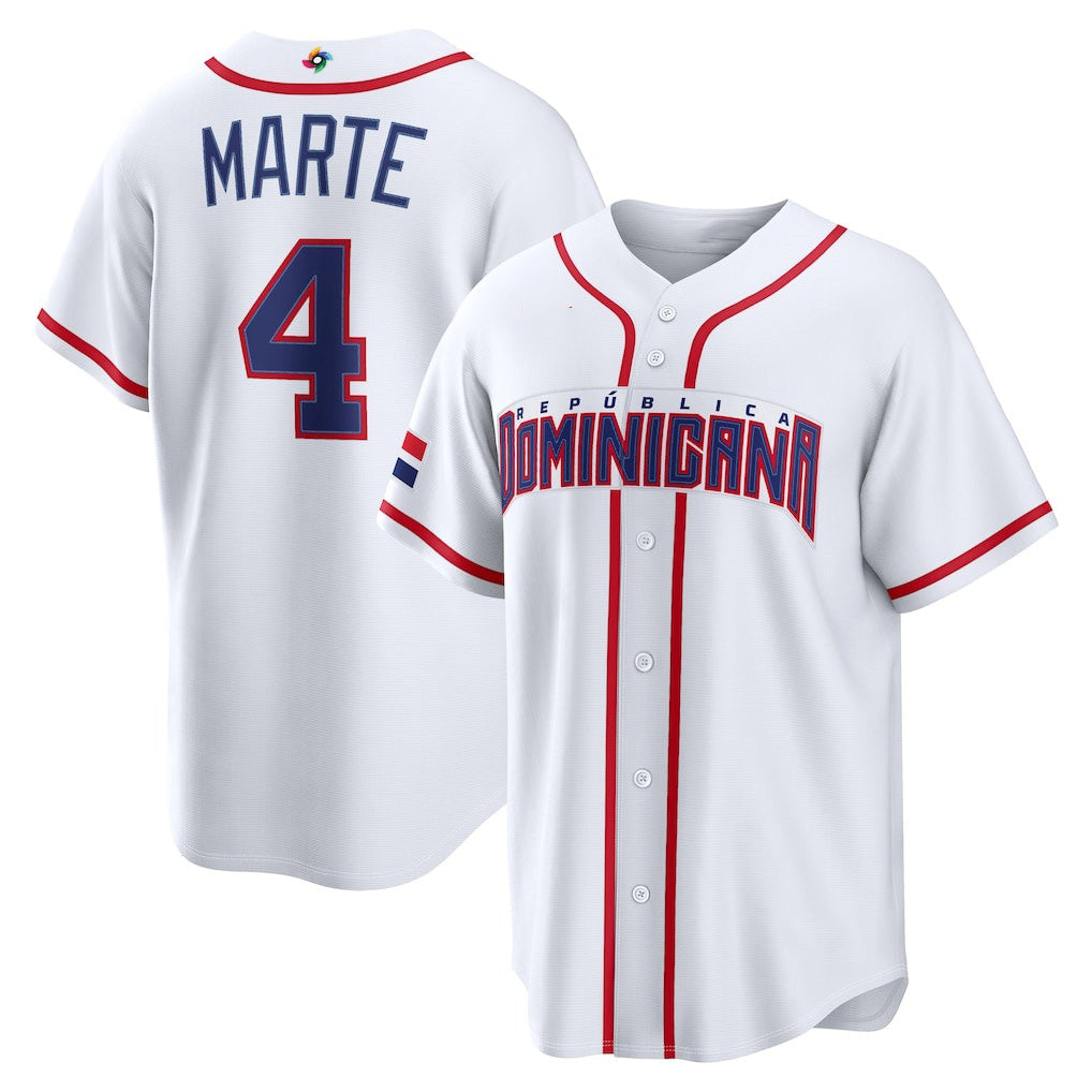 Baseball Jersey | Dominican Republic Baseball #4 Ketel Marte 2026 World Baseball Classic Home Stadium - White - image 1