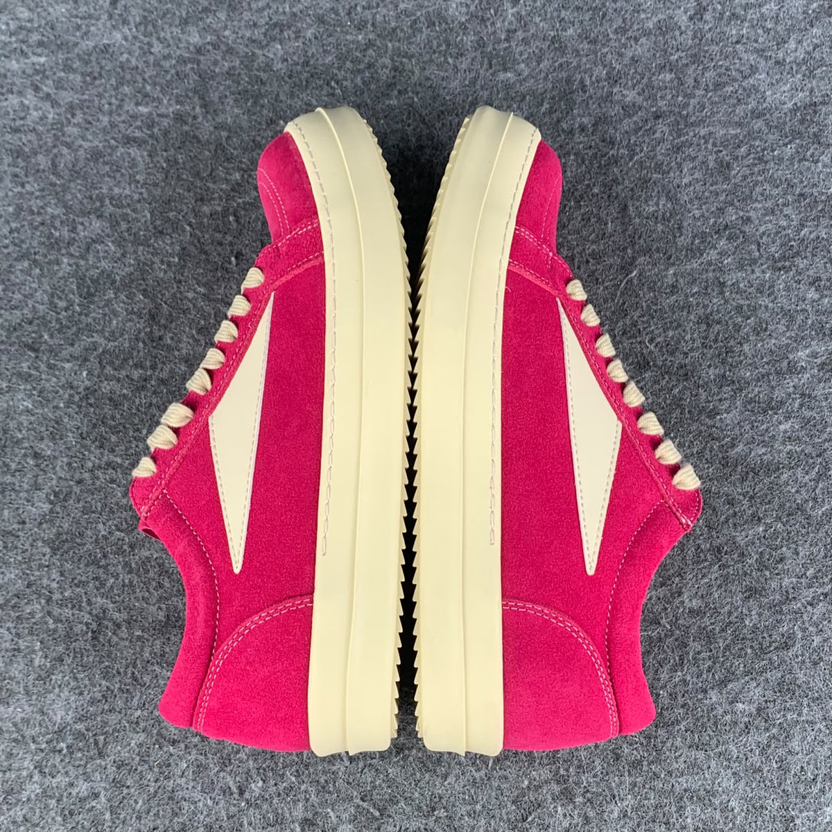 Rick Owens Wmns EDFU Suede Leather Vintage Low Sneakers 'Hot Pink' - product view 3