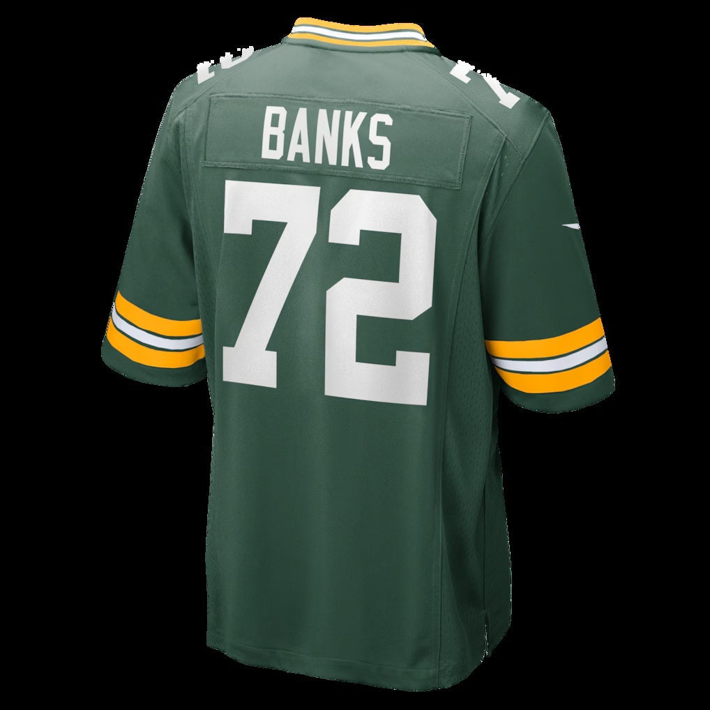 American Football Jersey | GB.Packers #72 Brant Banks Green Team Game Stitched Football American Jersey - image 1