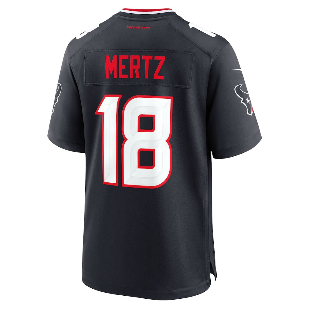 American Football Jersey | H.Texans #18 Graham Mertz Navy Team Game Jersey - image 1