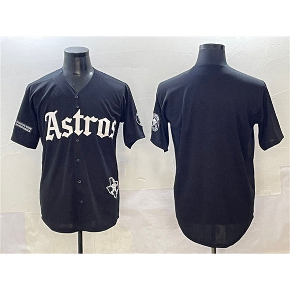 Baseball Jersey | Houston Astros Blank Black Gothic 'Houston Born Barrio Raised' Limited Stitched - image 1