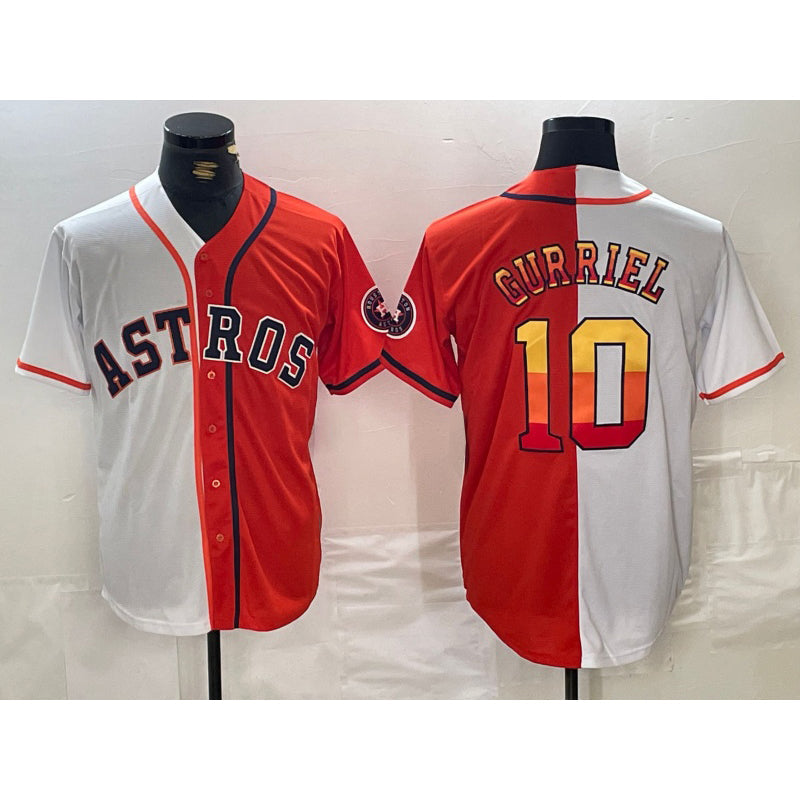 Baseball Jersey | Houston Astros #10 Yuli Gurriel White Orange Split Stitched - image 1