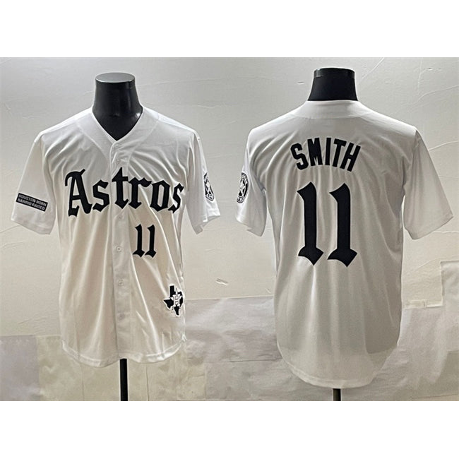 Baseball Jersey | Houston Astros #11 Cam Smith White Gothic 'Houston Born Barrio Raised' Limited Stitched - image 1