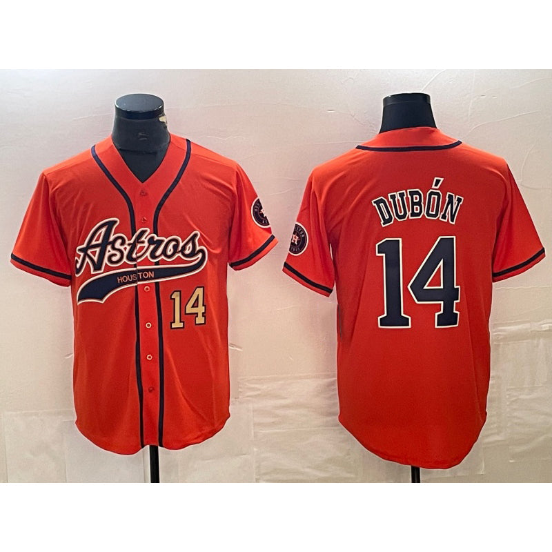 Baseball Jersey | Houston Astros #14 Mauricio Dubon Number Orange With Patch Stitched - image 1