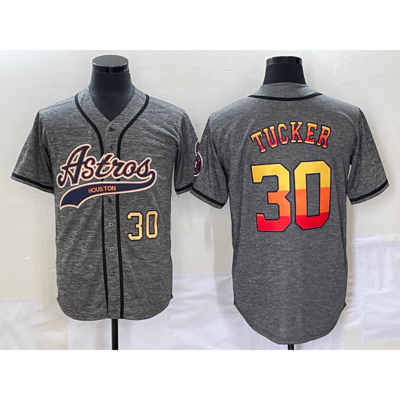 Baseball Jersey | Houston Astros #30 Kyle Tucker Number Grey Gridiron Stitched - image 1
