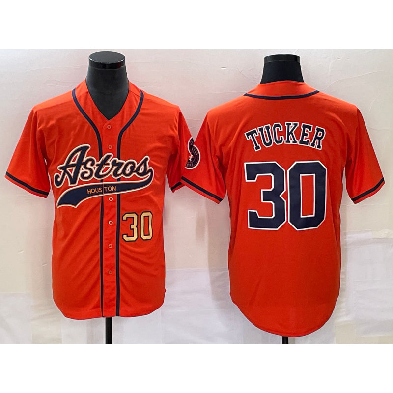 Baseball Jersey | Houston Astros #30 Kyle Tucker Number Orange With Patch Stitched - image 1