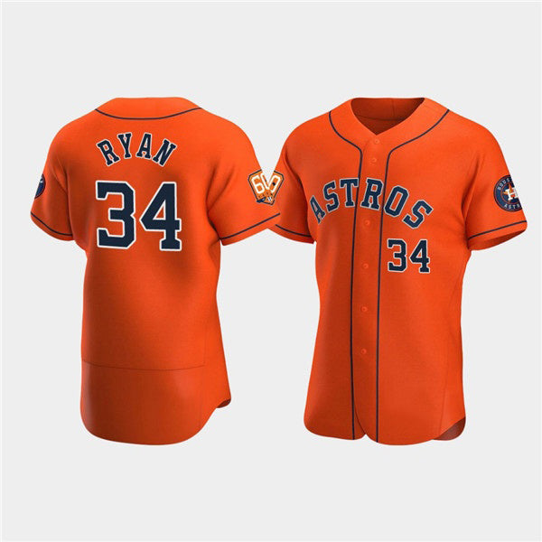 Baseball Jersey | Houston Astros #34 Nolan Ryan Orange 60th Anniversary Stitched - image 1
