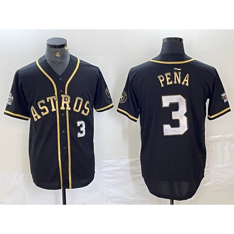Baseball Jersey | Houston Astros #3 Jeremy Pena Black Gold Player Number Cool - image 1