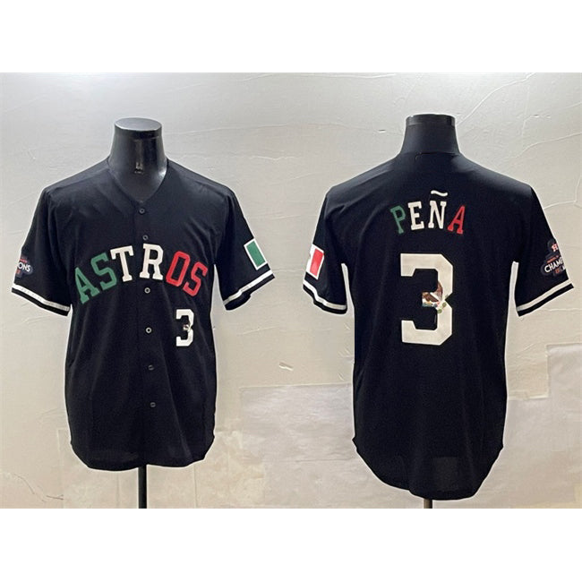 Baseball Jersey | Houston Astros #3 Jeremy Pena Black Mexico With World Serise Champions Patch Stitched - image 1