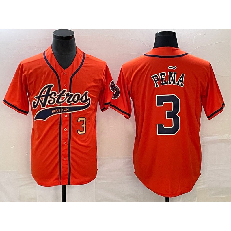 Baseball Jersey | Houston Astros #3 Jeremy Pena Number Orange With Patch Stitched - image 1