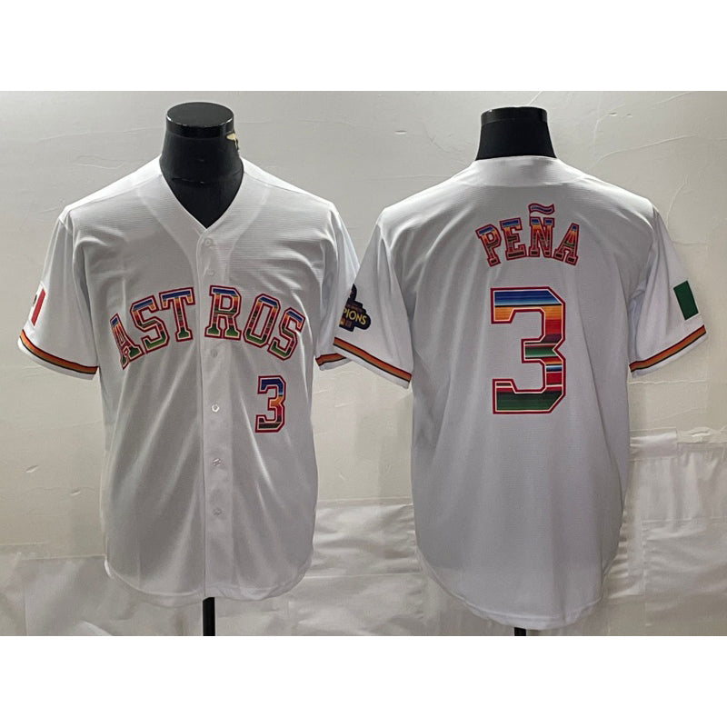 Baseball Jersey | Houston Astros #3 Jeremy Pena Number White Rainbow World Serise Champions Patch Stitched - image 1