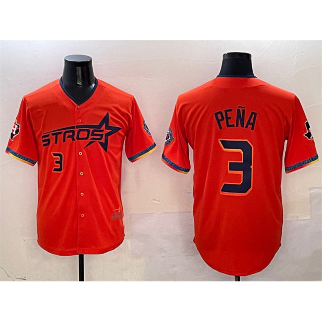 Baseball Jersey | Houston Astros #3 Jeremy Pena Orange 2025 City Connect With Texas Patch Limited Stitched - image 1