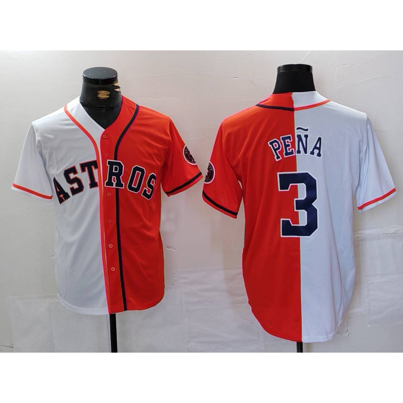 Baseball Jersey | Houston Astros #3 Jeremy Pena White Orange Split Stitched - image 1