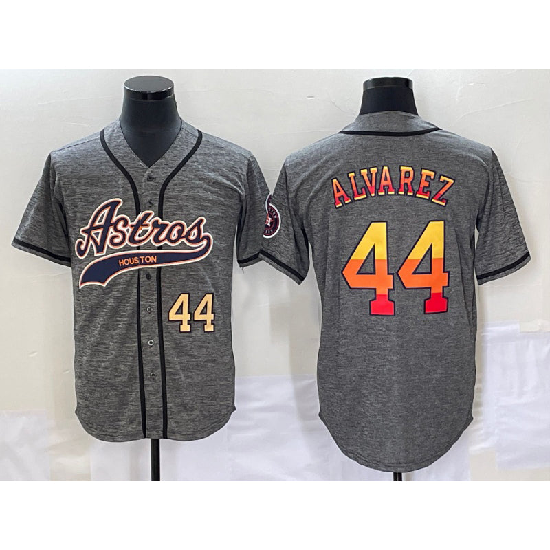 Baseball Jersey | Houston Astros #44 Yordan Alvarez Number Grey Gridiron Stitched - image 1