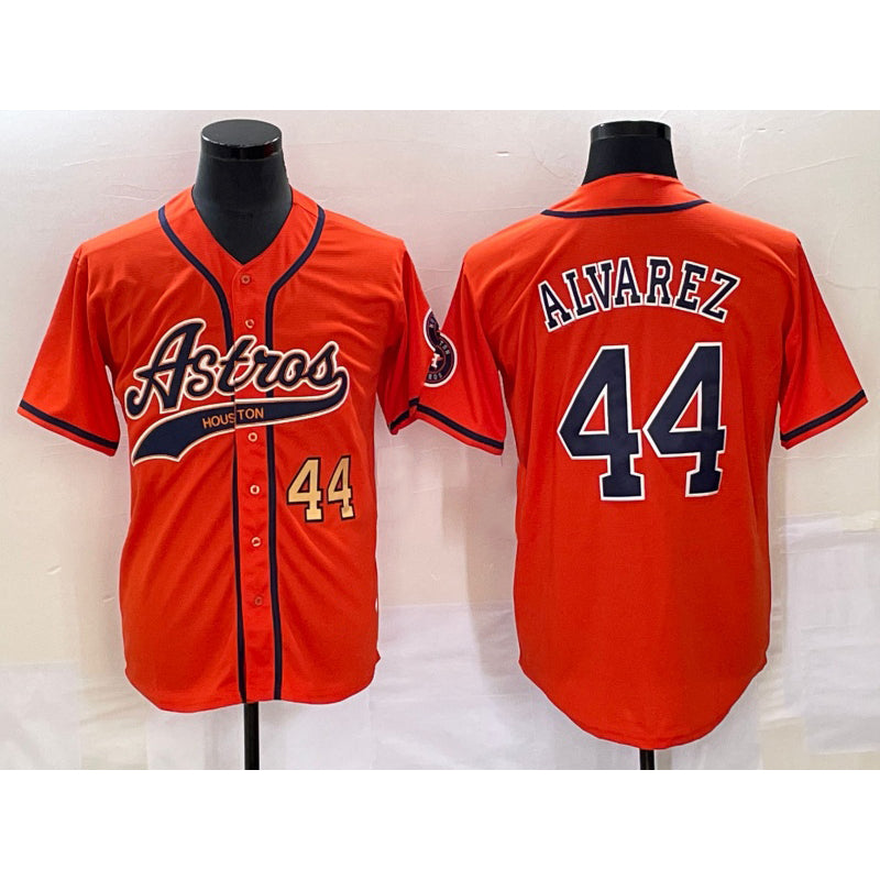 Baseball Jersey | Houston Astros #44 Yordan Alvarez Number Orange With Patch Stitched - image 1