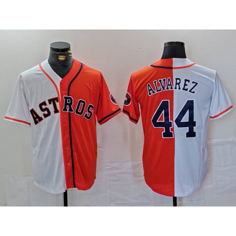 Baseball Jersey | Houston Astros #44 Yordan Alvarez White Orange Split Stitched - image 1