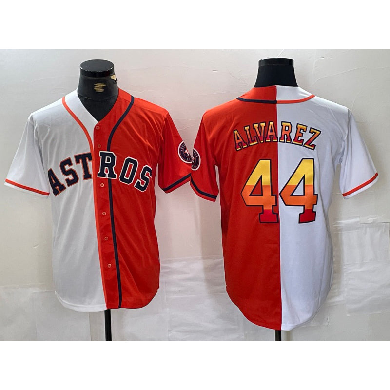 Baseball Jersey | Houston Astros #44 Yordan Alvarez White Orange Split Stitched - image 1